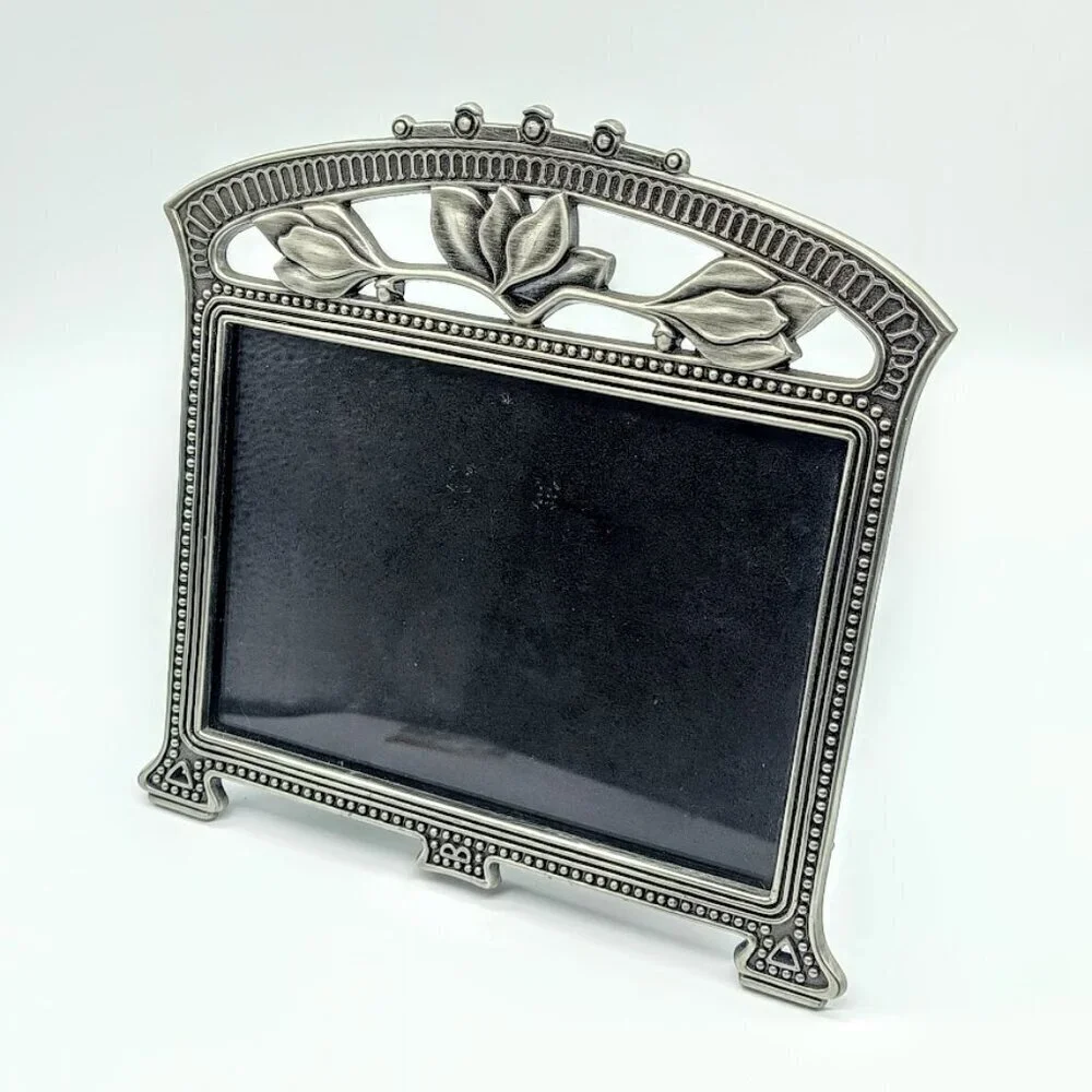 Vintage Weston Gallery Antique Floral Pewter Picture Frame